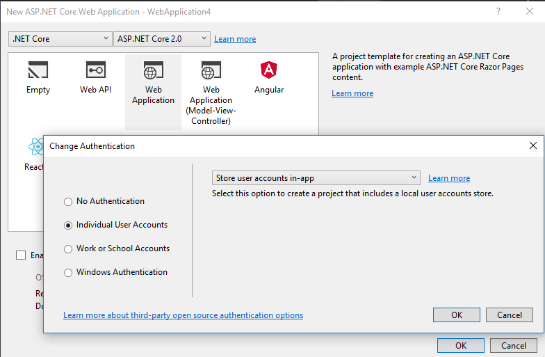 ASP.NET Identity new project