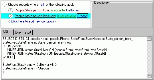 Data Model Editor - query example