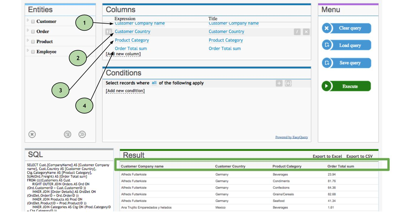 Query example 1: Display table data